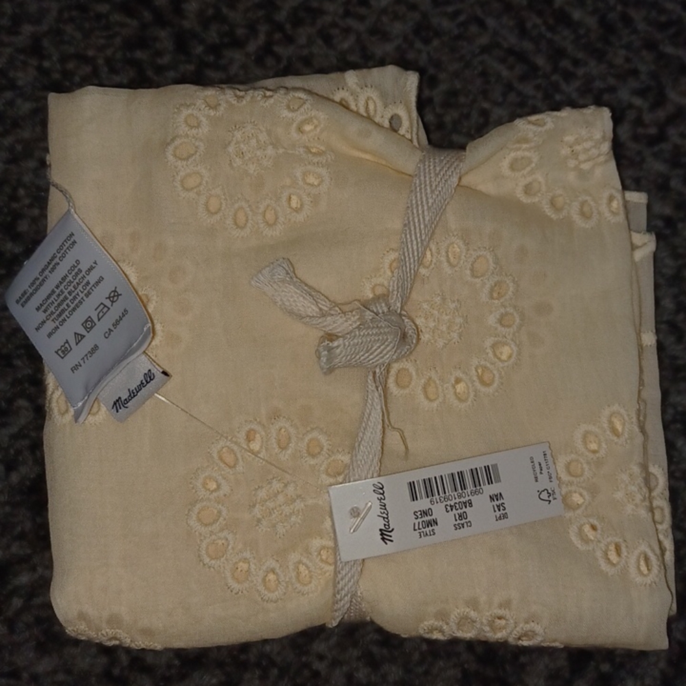 New Madewell Organic Cotton Eyelet Bandana Vanilla